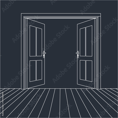 Open doors line icon for web.