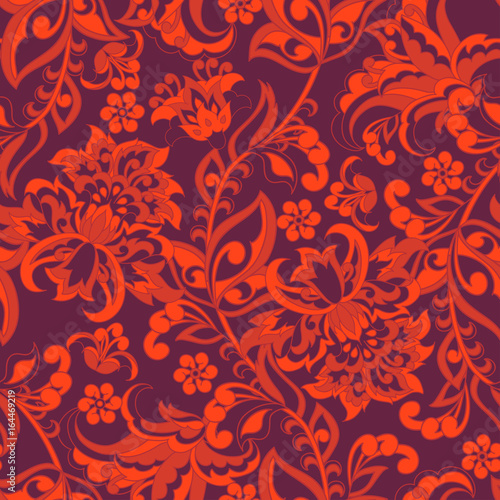 Seamless pattern with ethnic flowers. Vector Floral Illustration 
