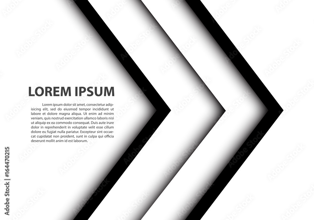 Abstract double black white arrow overlap on gray blank space for text place design modern futuristic creative background vector illustration.