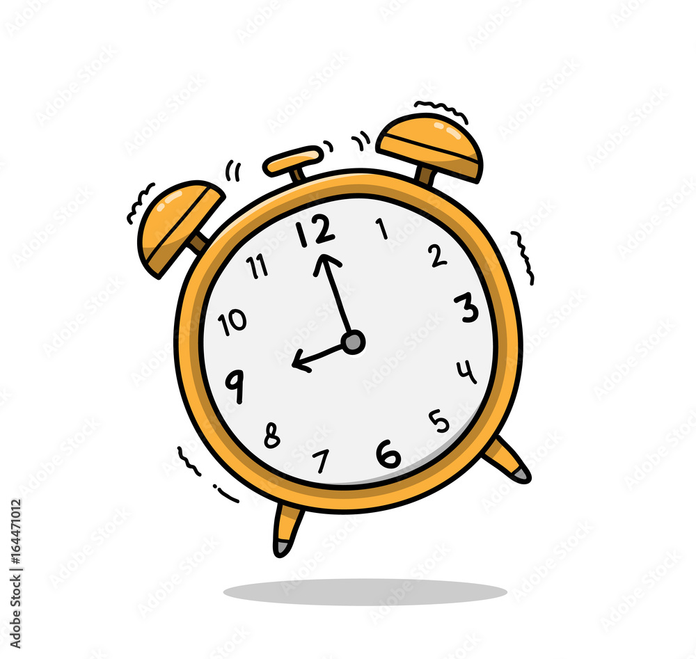 Ringing Analog Alarm Clock, a hand drawn vector doodle illustration of an  alarm clock ringing. Stock Vector | Adobe Stock