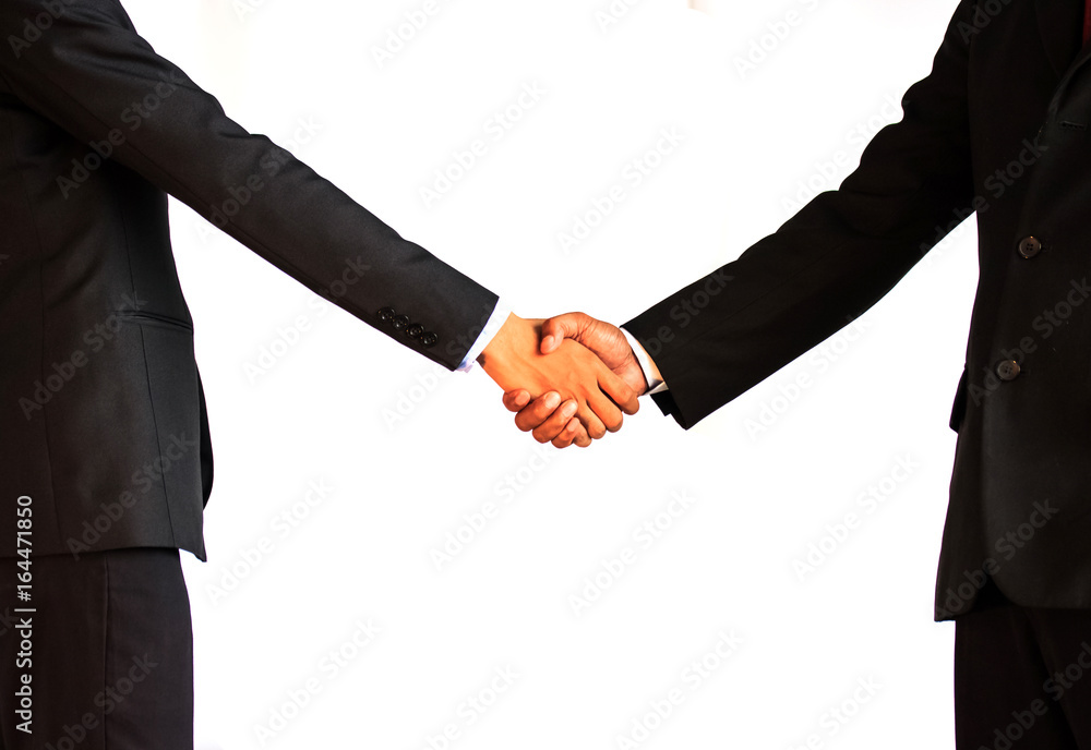 business and office concept - businessman shaking hands on white background business and office concept - businessman shaking hands on white background