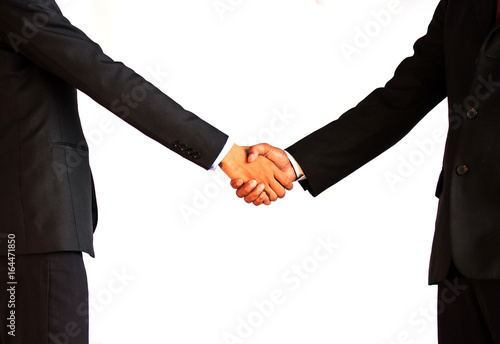 business and office concept - businessman shaking hands on white background