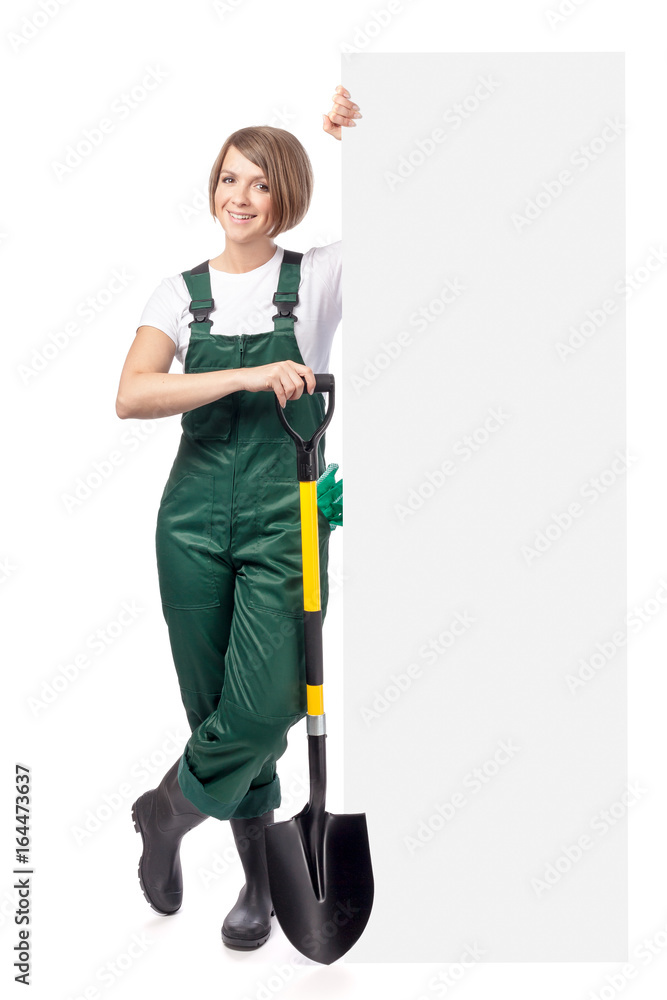 woman professional gardener isolated on white background woman professional gardener isolated on white background