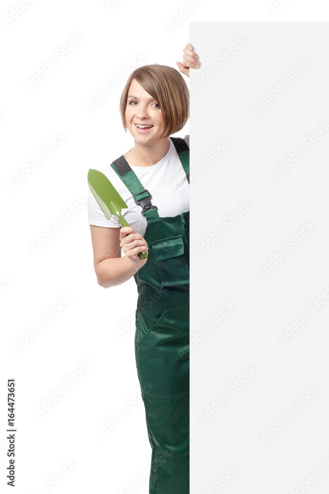 woman professional gardener isolated on white background woman professional gardener isolated on white background