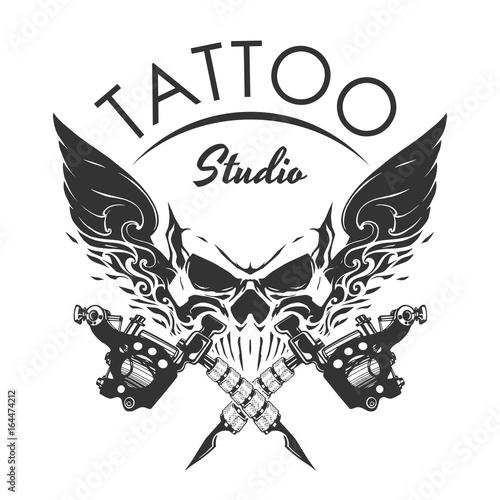 Tattoo skull emblem