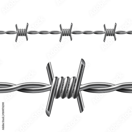Seamless barbed wire isolated on white vector