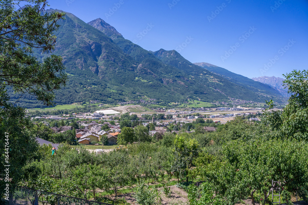 Mountain Panorama with tree and blue sky