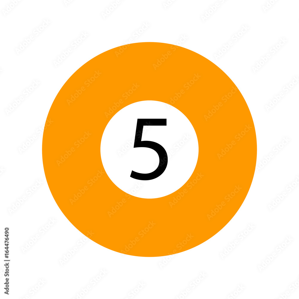 Flat Orange Five Pool - Billiard Ball Icon Vector Isolated Flat Orange Five Pool - Billiard Ball Icon Vector Isolated