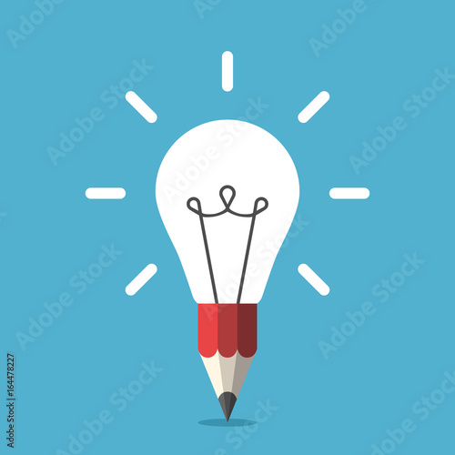 Light bulb and pencil