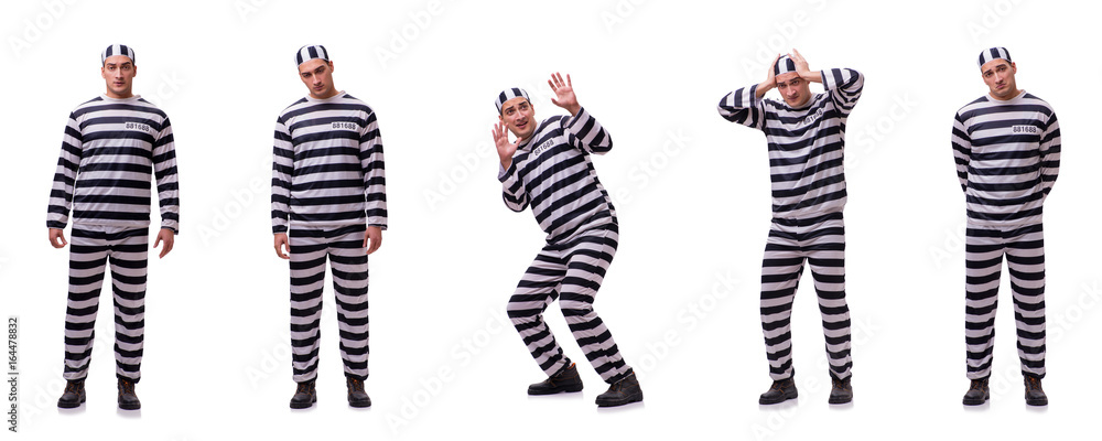 Man prisoner isolated on white background Man prisoner isolated on white background