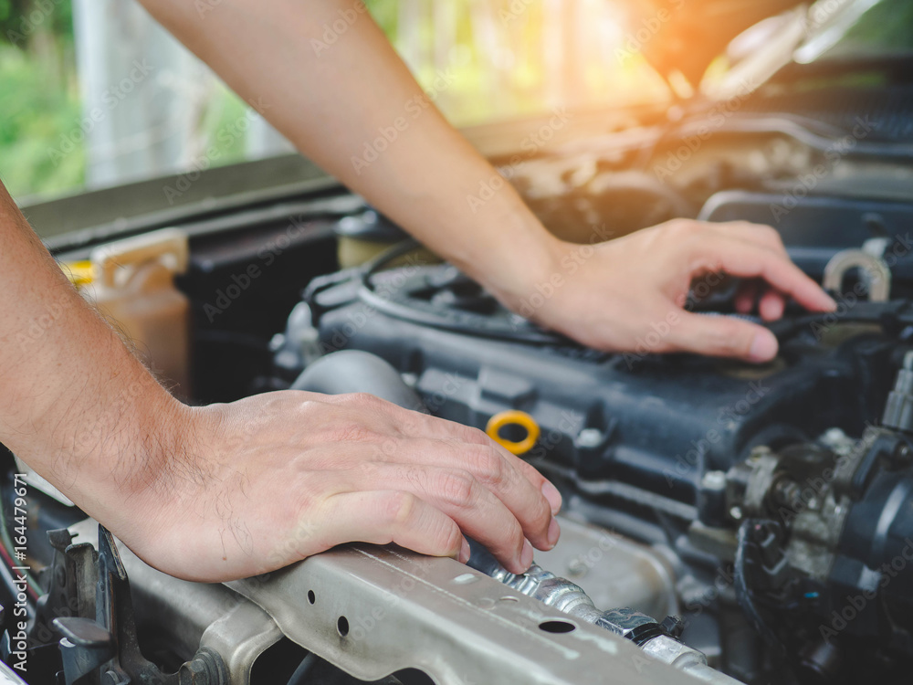 Car engine repair close up Car engine repair close up