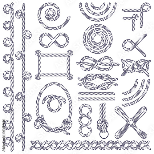 Nautical rope knots and elements. 