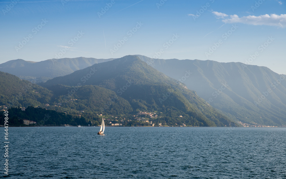 Yacht sails on Lake Como, Italy Yacht sails on Lake Como, Italy