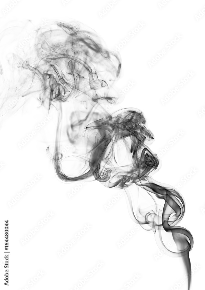 Swirl of black smoke on white background Swirl of black smoke on white background