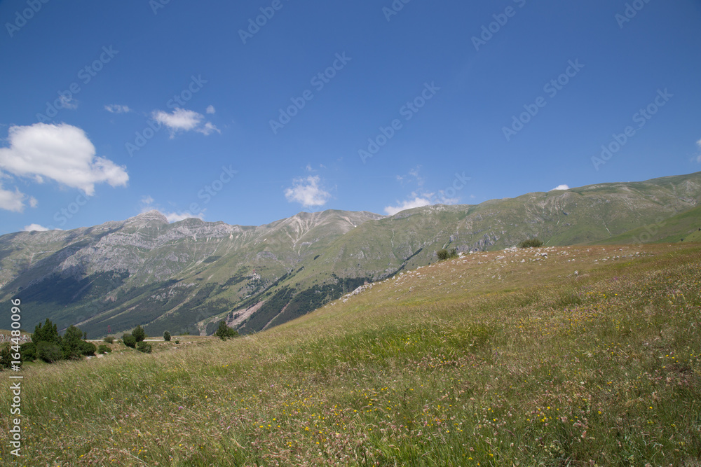 Monte Portella, Pizzo Cefalone, panorama, Parco Nazionale Gran Sasso e Monti della Laga, inizio dell'estate 