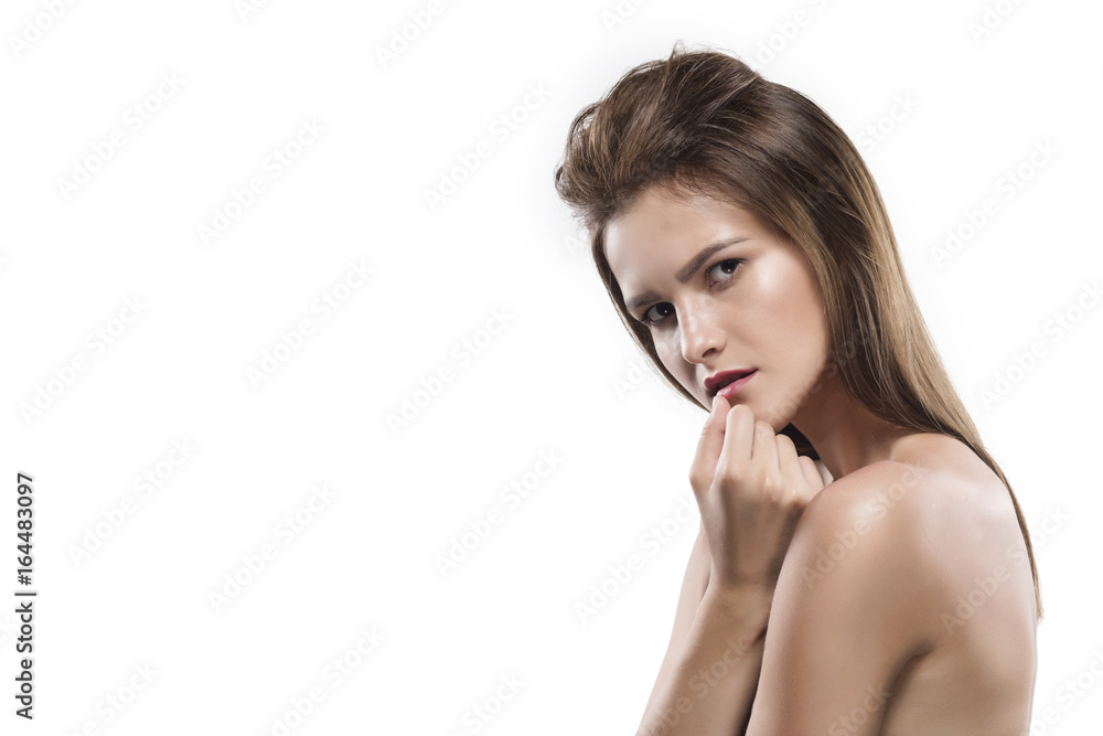 Potrtrait of young woman isolated on white Potrtrait of young woman isolated on white