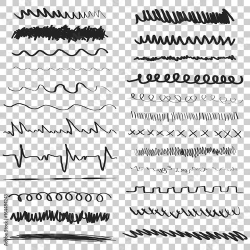 Line brushes vector illustration. Hand drawn strokes.