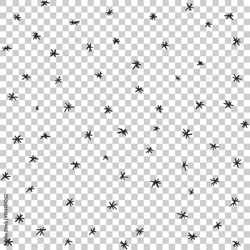 Vector seamless hand drawn stars and snow pattern. Snowfall vector illustration.