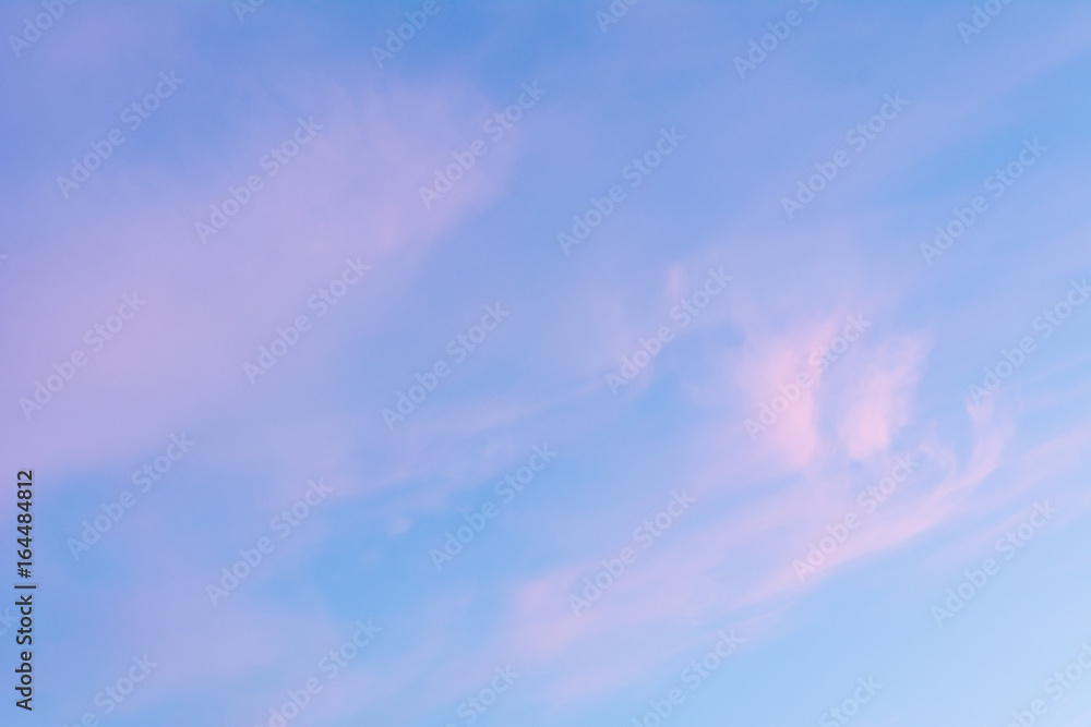 Background of the pastel color evening sky and amazing clouds.	