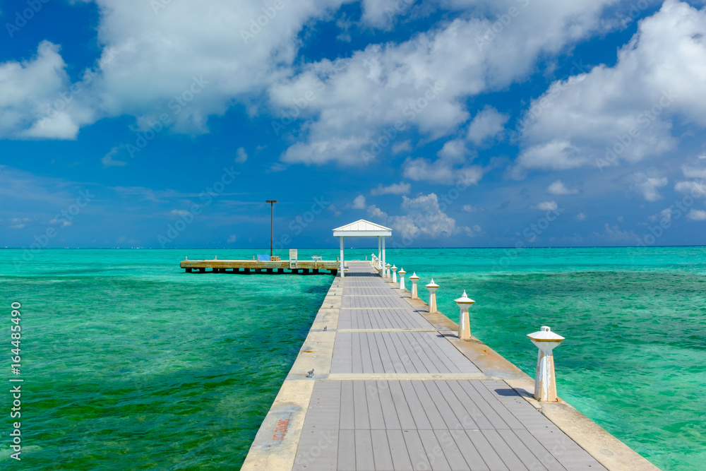 Pier on the Caribbean sea at Rum point, Grand Cayman