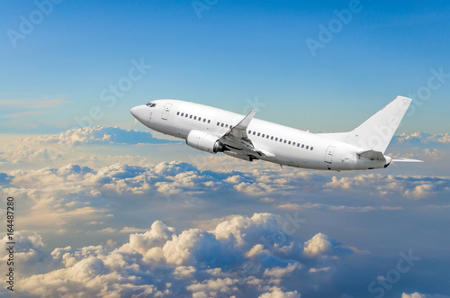 The airplane climbs flight cloud sky