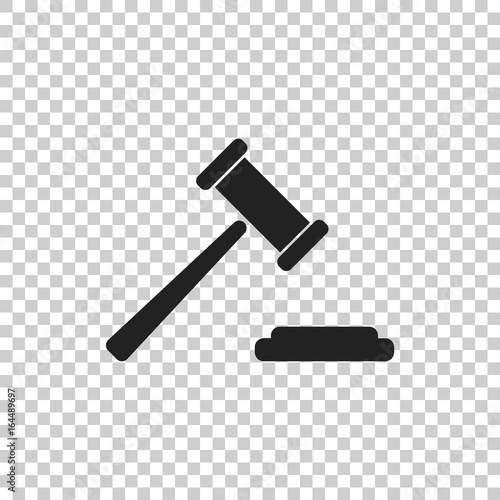 Auction hammer vector icon. Court tribunal flat icon.