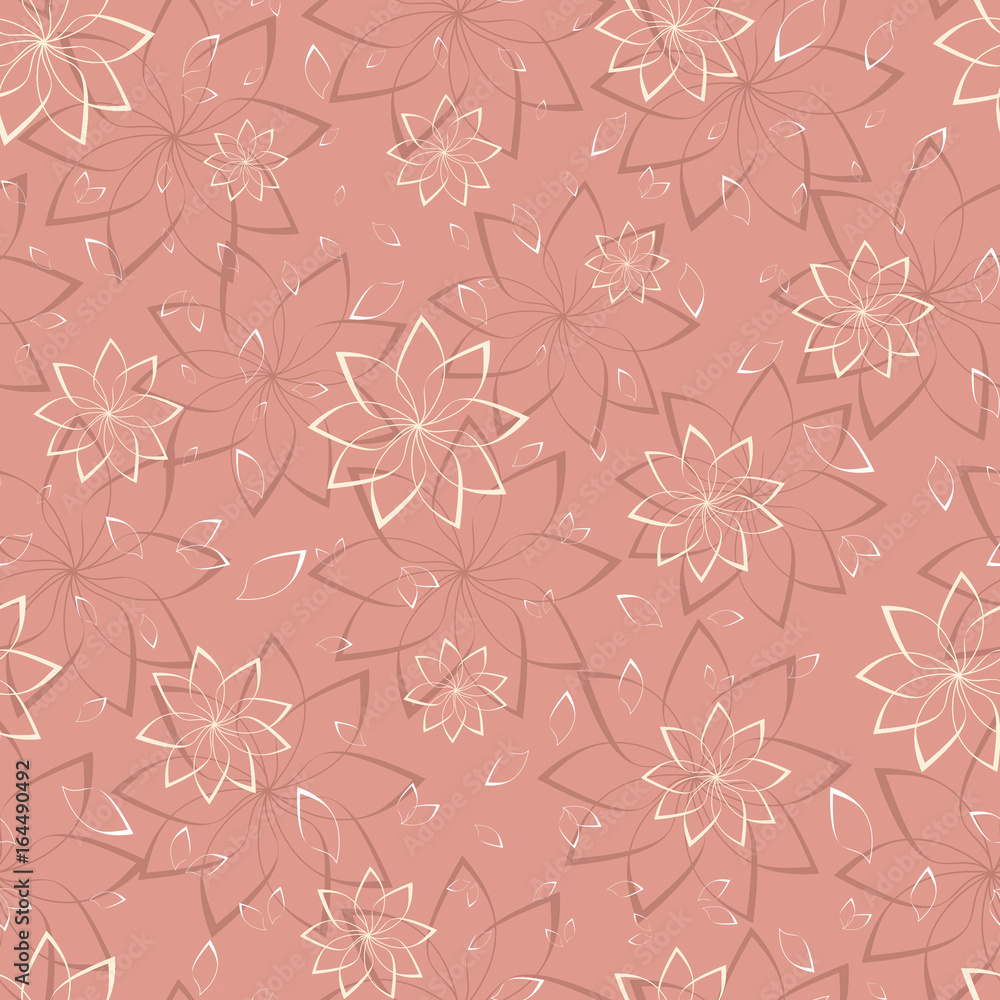 Seamless floral bright pattern. Large pink flowers