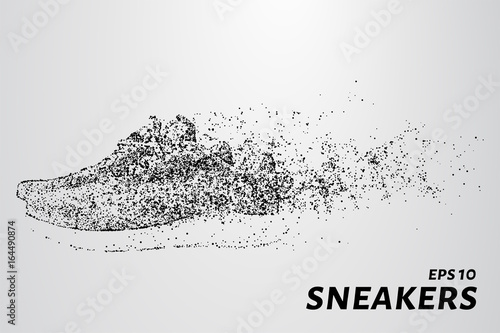 Sneakers of the particles. Sneakers consists of small circles and dots. Vector illustration