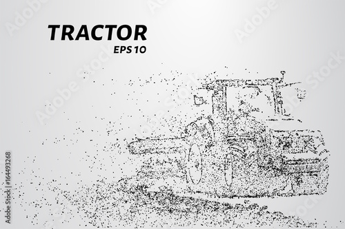 Tractor particles. The tractor breaks down into small circles and dots.