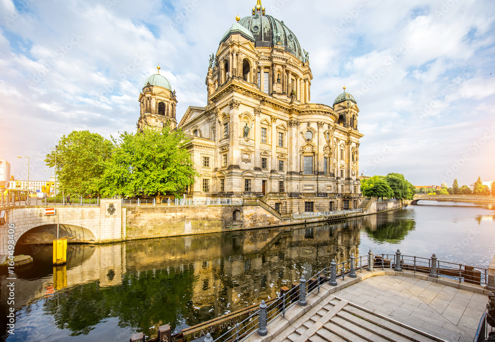 View on the famous Dom cathedral on the museum island during the morning in Berlin city