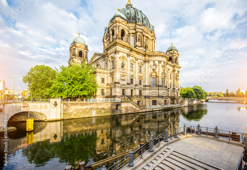 View on the famous Dom cathedral on the museum island during the morning in Berlin city