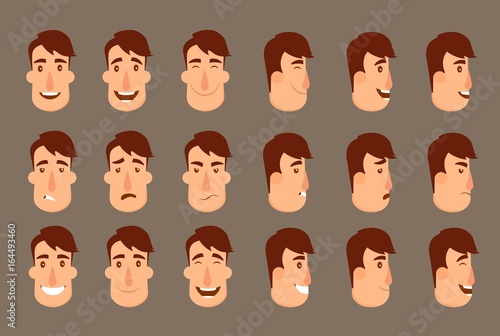 Set of avatars. Male characters. People faces, man, boy, person, user. Modern vector illustration flat and cartoon style. Different background. © Svetlana