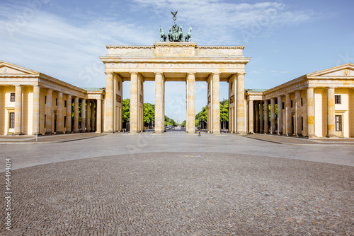 View on the famous Brandenburg gates on the Pariser square during the morning in Berlin city photo