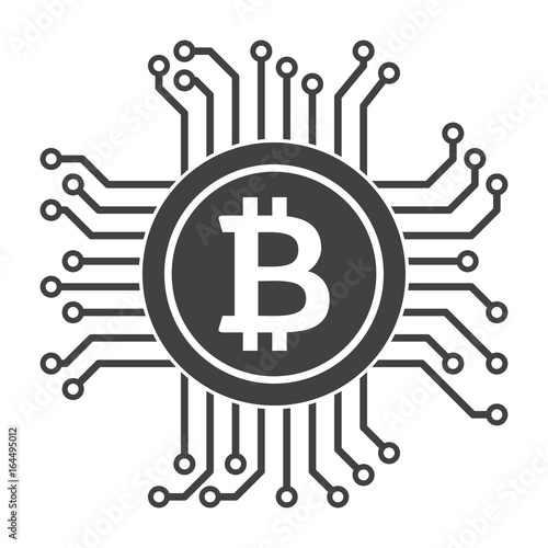 Digital money icon for bitcoin, cryptocurrency, virtual currency and ecash photo