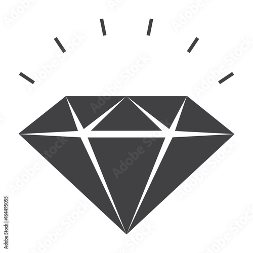 Sparkling diamond vector silhouette on white background