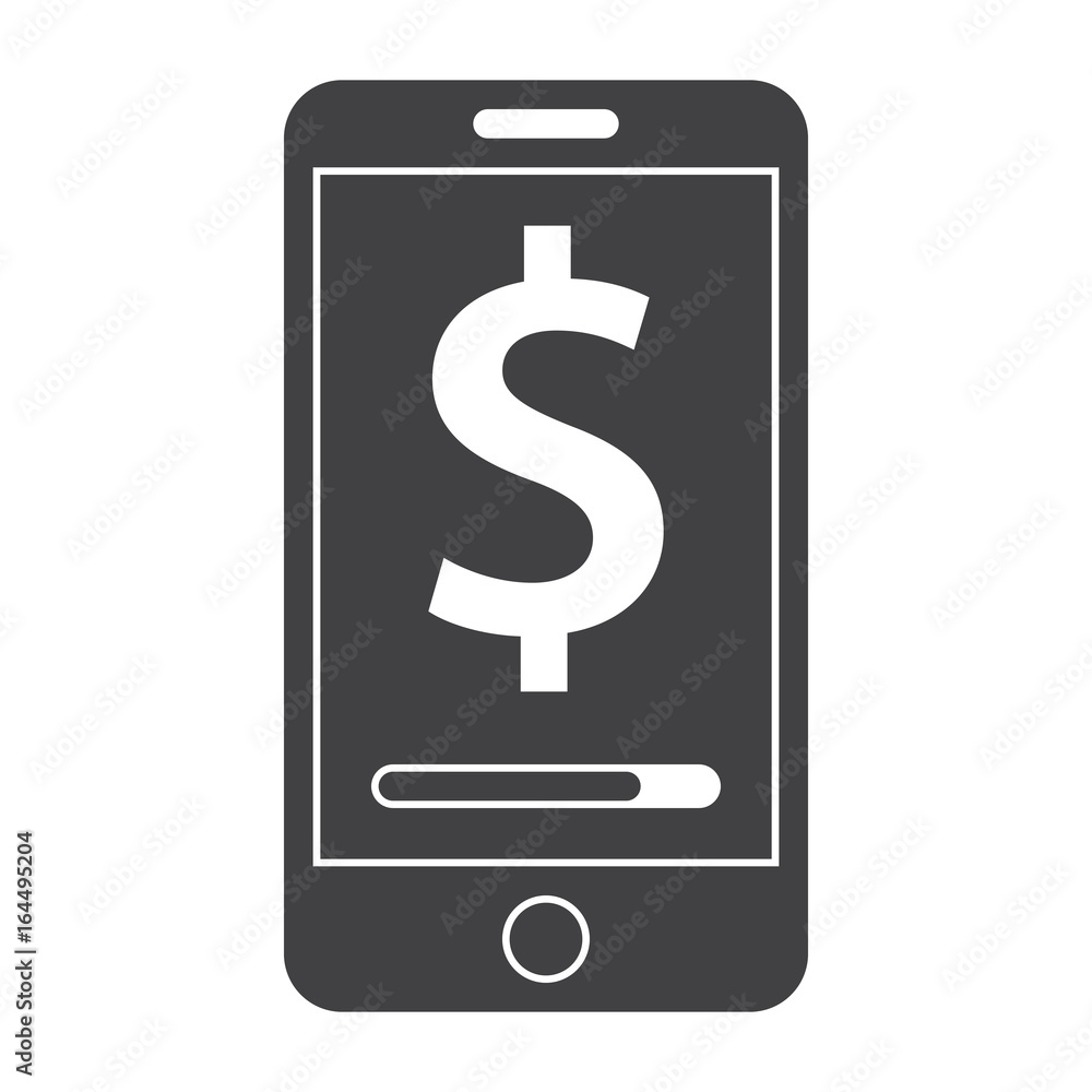 Concept for mobile banking and online payment with smartphone and dollar sign Concept for mobile banking and online payment with smartphone and dollar sign
