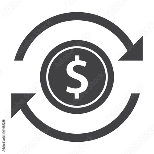 Coin with arrows concept for funds transfer
