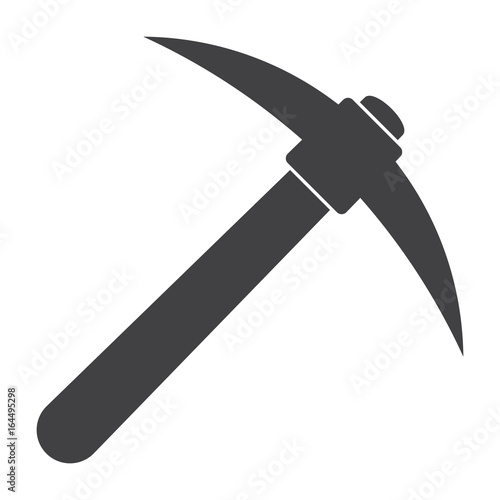 Pickaxe, is a hand tool for mining, vector silhouette