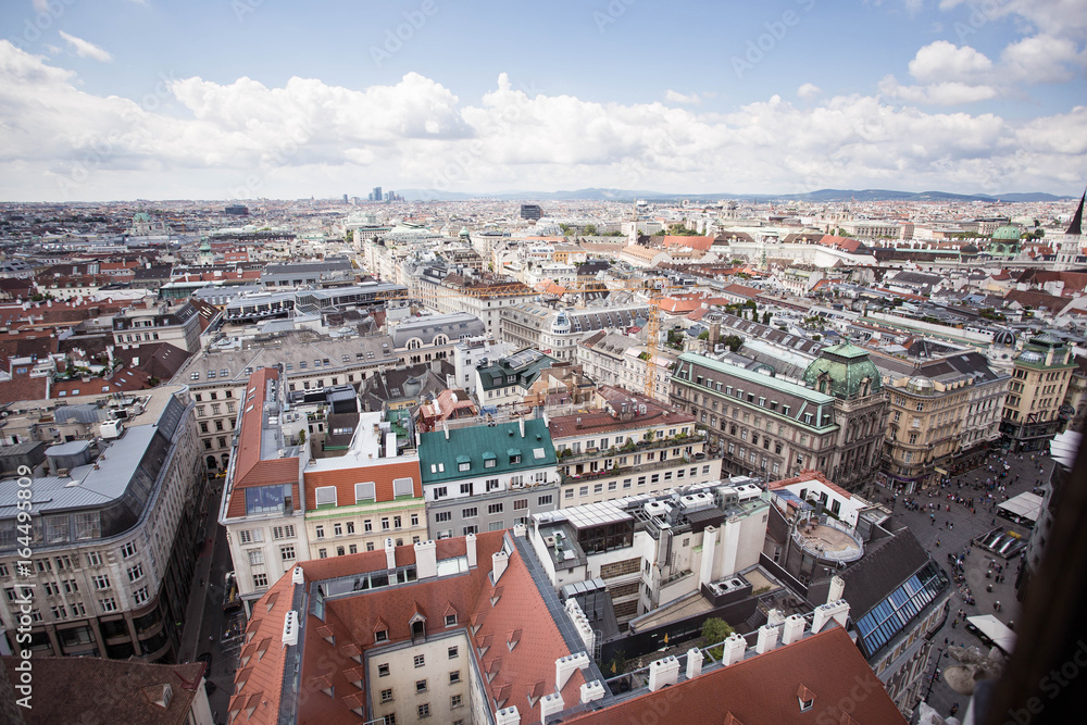 Fototapeta premium Aerial view from above the city, Vienna, Austria.