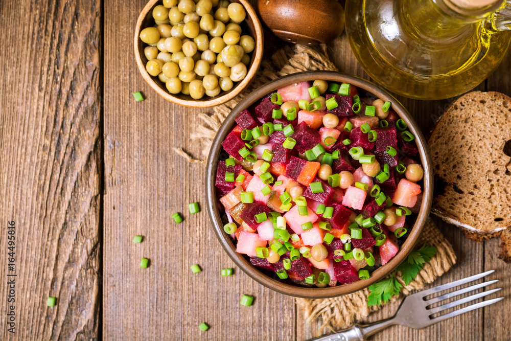 Vinegret - traditional Russian vegetable salad. Vinegret - traditional Russian vegetable salad.