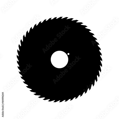 Circular saw blade black icon .