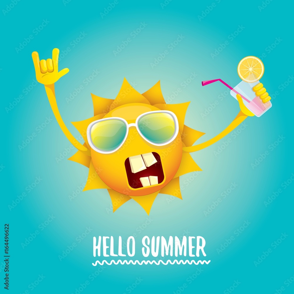 hello summer rock n roll vector label or logo.