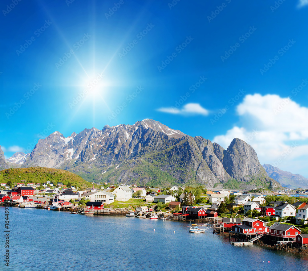 a beautiful view of Reine town in Lofoten Islands, Norway