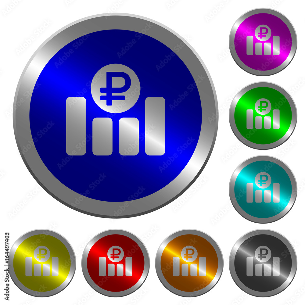 Ruble financial graph luminous coin-like round color buttons Ruble financial graph luminous coin-like round color buttons