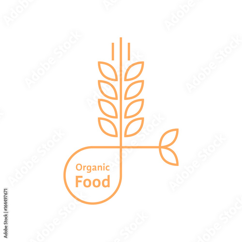 orange organic food logo like wheat ears