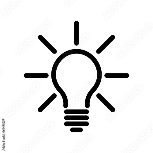 Light bulb icon. Simple black line symbol isolated on white background. Light, idea or thinking koncept. Modern vector design element.