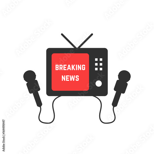 breaking news with black tv and microphone