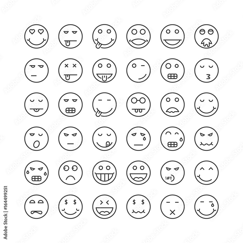 set of thin line emoji set of thin line emoji