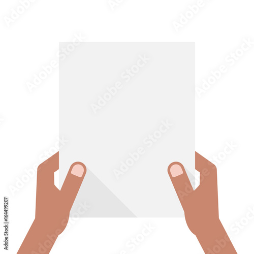 dark-skinned hands holding sheet of paper