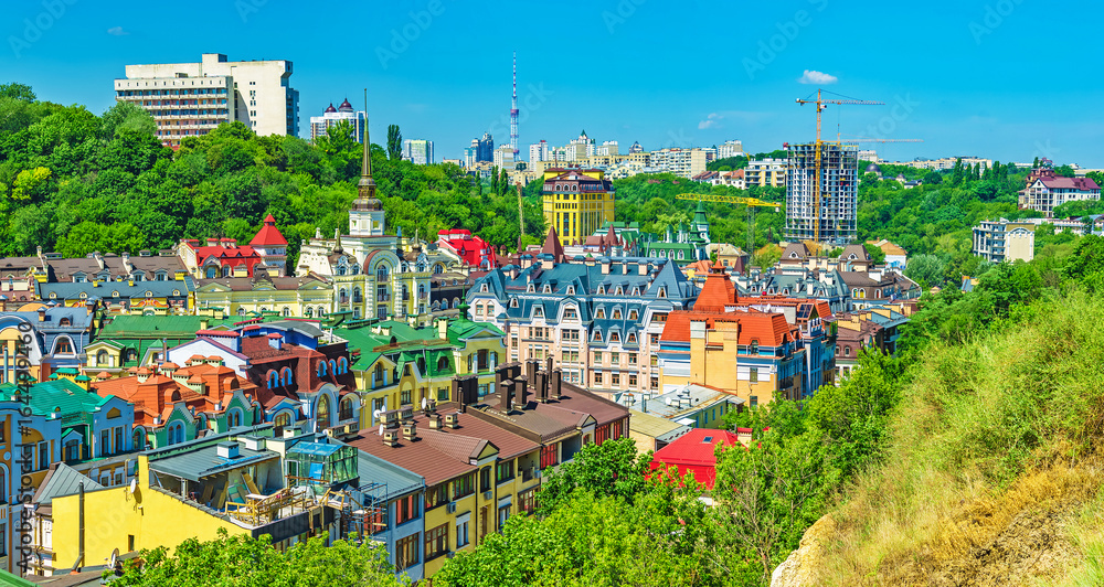 Panorama of a large modern city with houses. View from the height